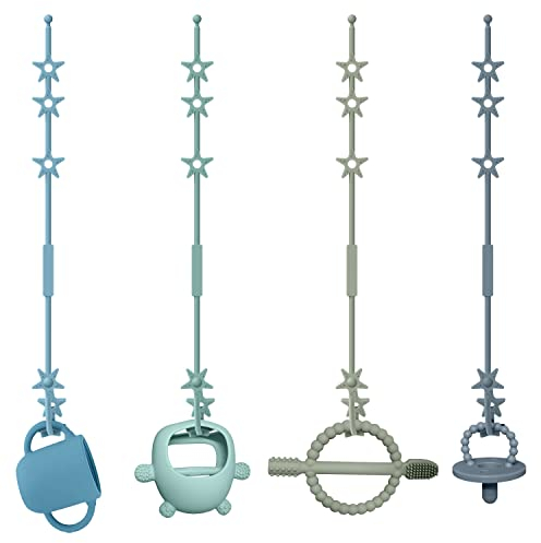 CLDY Baby Spielzeug Schnullerkette Silikon Cup Catcher, BPA-frei Sicherheitsgurte für Spielzeug, Trinkbecher Halteriemen für Kinderwagen Hochstuhl Autositz, Babytrage/Autositz 4 Stück