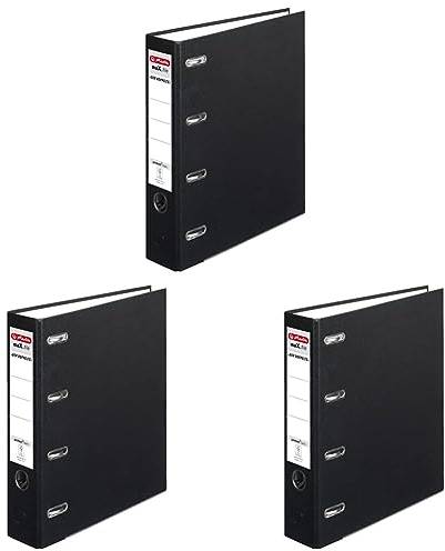 Herlitz 10842250 Doppelordner maX.file protect A4, Farbe schwarz, FSC Mixed (Packung mit 3)