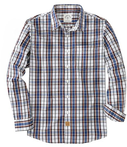Dubinik® Camicia Quadri Uomo Casual Leggero Botton Down Regular Fit con Taschini Blu Bianco Giallo 052 M