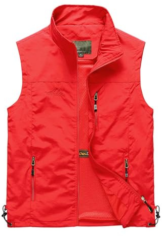 RUMAOZIA Chaleco de verano para hombre, ligero, para exteriores, tallas grandes, chaleco de pesca, chaleco de caza, sin mangas, chaqueta de camping, chaleco de trabajo, transpirable, deportivo