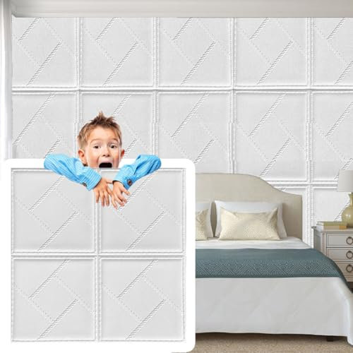 White 3D Peel and Stick Wall Panels Diamond Pattern Self Adhesive Wall Paneling Tiles for Kitchen Bathroom and Floors Pack of 10 Stylish Polystyrene Ceiling Tiles
