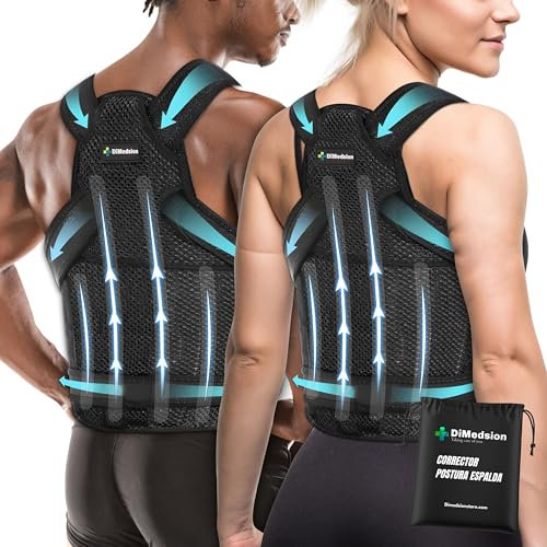 Dimedsion Corrector postura espalda hombre y mujer | Corrector de postura espalda mujer transpirable, corrector de espalda hombre con bolsa, corrector postura espalda mujer, corset espalda recta (L)
