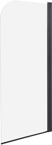 Mampara de ducha minimalista de vidrio templado transparente ajustable negro 140 x 70 cm Lapan