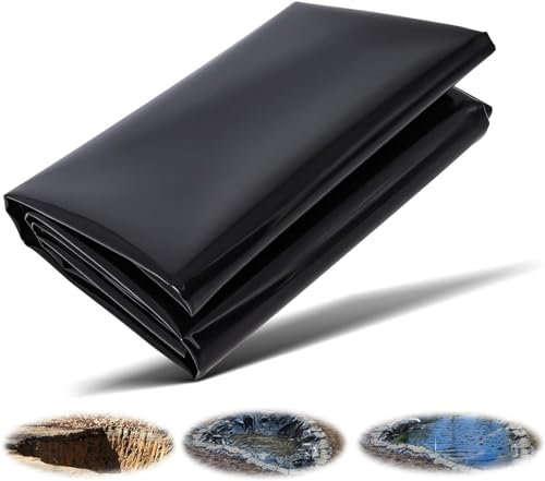 Forro negro resistente para estanque, 6 x 14 m, con base preformada, para jardín, estanques, paisajismo, arroyos, fuentes y jardines acuáticos