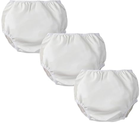 Adult Diaper Cover for Incontinence Noiseless Leak-Protection Underwear Plastic Pants Over Diapers Waterproof Rubber Pants(White,Large)