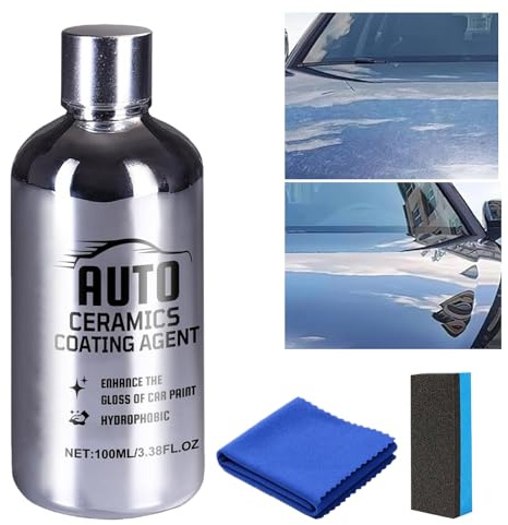 Sellador de cerámica para coches, 100 ml, para reparación de pintura brillante, incluye paño de microfibra y esponja de pulido, para coche, camión, SUV, motocicleta, llantas exteriores