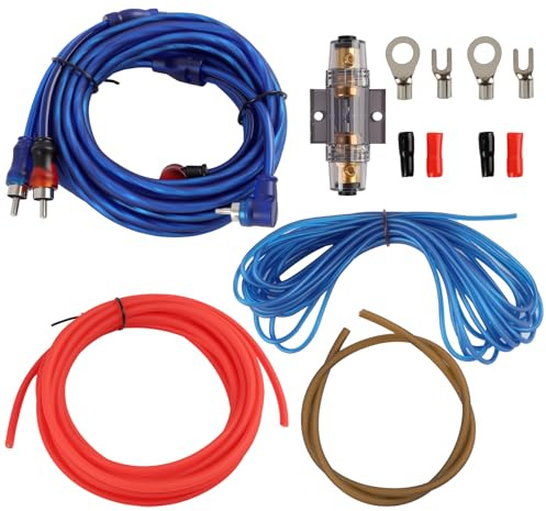 Aelxveba Kit Completo de Cables para Amplificadores de Coche 10GA, Incluye Portafusibles y Cableado de Audio de Alta para Subwoofer, Instalación Segura y Eficiente con Núcleo de Aluminio y Cobre