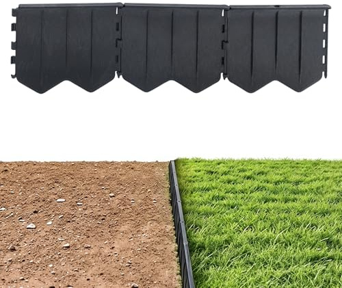 Plast, rabattkant, svart, 10 meter – 68 stycken, flexibel rabattkant, flexibel med plug-in system – rabattkant, trädgårdspalissad, för blomrabatt, grönsaksbädd, trädgårdsväg