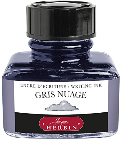 Jacques Herbin 13008T - One 30 ml Bottle of Ink for Fountain pens and Rollerball pens, Gris Nuage/Cloud Grey Colour - Made in France - Calligraphy, Writing
