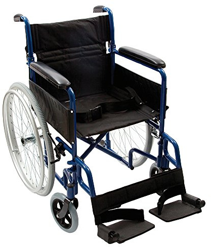 NRS Healthcare N29222 Transit-Lite Lightweight Foldable Self Propelled Travel Wheelchair - Blue