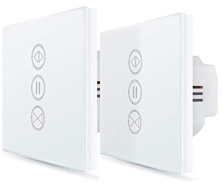 LoraTap 2 x Smart Roller Shutter Switch, Adjustable Opening, WiFi Blind Curtain Switch, Compatible with Alexa Google Home for Voice Control, Smart Timer Wall Motor