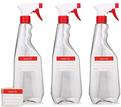 Octopus 3 x 750 ml Sprühflaschen aus PET, Sprayflaschen mit Sprühpistole, leere Zerstäuber mit verstellbarer Sprühdüse (Strahl/Spray), Spray Bottle z.B. für Planzen/Blumen, Reinigung, Werkstatt