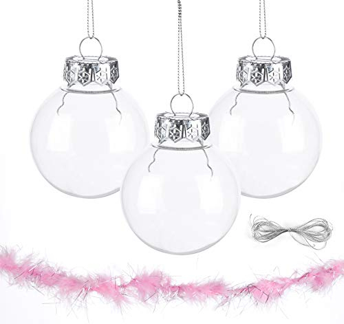 ilauke Acrylkugeln Weihnachtskugeln 20 Stück Weihnachtskugeln Deko Transparent Plastik Weihnachtsbaumkugeln DIY Dekokugeln für Dekorationen, Kleines Dessert, Bemahlung, Party, Hochzeit (6CM)