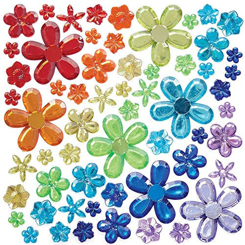 Baker Ross FC878 Regnbåge Blomma Självhäftande Ädelstenar - Paket med 180, Klistermärke Ädelstenar, Hantverk för barn, Dekorativa stenar