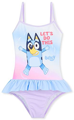 BlueY Maillot de Bain Fille Une Pièce Manches Longues ou Ensemble Rashguard Enfant et Bébé pour Plage Piscine Vacances (5-6 Ans, Lilas/Bleu)