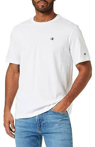 Champion Legacy Crewneck T-Shirt a Manica Corta Uomo, Bianco, XL