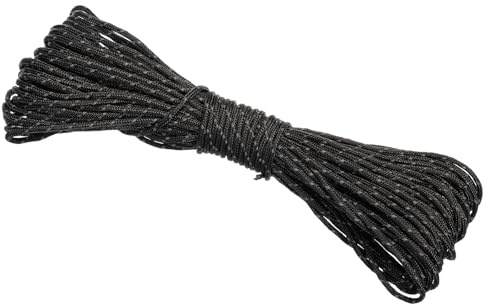 PATIKIL 65 Feet Reflective Guyline Camping Paracord, 3mm Tent Cord Guyline Rope Nylon Paracord Rope for Camping Tent Tarp Hiking Black (20M)