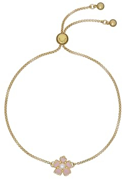 Ted Baker Petial Painted Flower Adjustable Bracelet For Women (Gold Tone/Light Pink & Pearl)