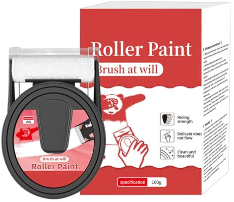 Rodillo de retoque de pintura blanca 2 en 1 | Cepillo rodante pequeño para reparación de paredes, pintura de látex portátil a base de agua (100 g) para eliminar manchas, amarilleamiento y huellas de