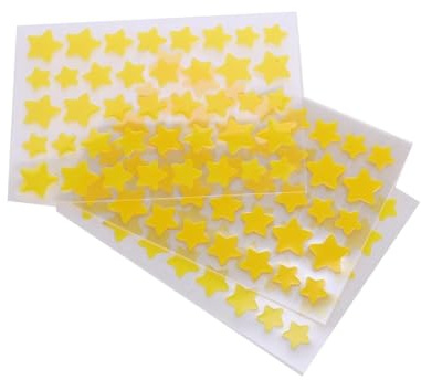 10 Sheets/Pack (400 Capsules) Pimple Patches for Face,Hydrocolloid Acne Patches Star Pimple Patches for Healing,Cute Star Face Stickers Zit Patch,Pore Cleansing Strips,Treatments and Masks (Yellow)