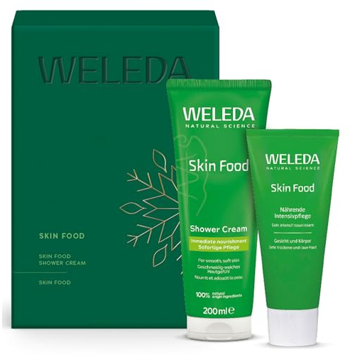 WELEDA Bio Weihnachts-Geschenkset Skin Food Body 2025 - Naturkosmetik Winter XMAS Geschenk Set bestehend aus Duschgel & Creme - Unisex Körperpflege Set zu Weihnachten für Frauen & Männer