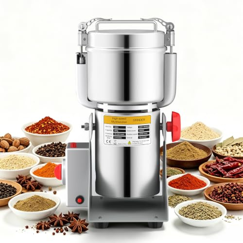 Moulin à Céréales Électrique 800g,Moulin à Grains Portable,Style Oscillant | Acier Inox, Protection Surcharge, Moud grains, Café, épices en 30s, Farine fraîche pour pains et pâtisseries maison