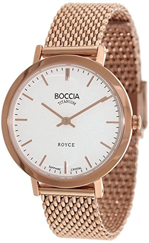 Boccia Damen Analog Quarz Uhr mit Edelstahl beschichtet Armband 3246-07