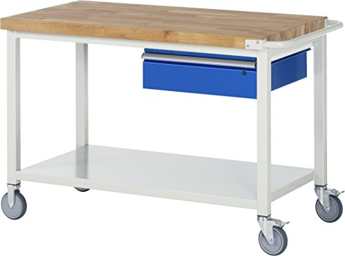Rau 05 8001A6-127B4S.11 Serie 8000 Fahrbare Werkbank, Lichtgrau/Enzianblau