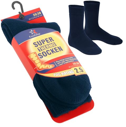 Footstar Damen und Herren Feet Heater Thermo Socken (1 Paar) Extra warme Winter Socken - Navy 39-42