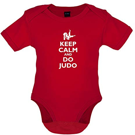 Keep Calm and Do Judo - Organic Babygrow/Body Suit - Red - 6-12 Months