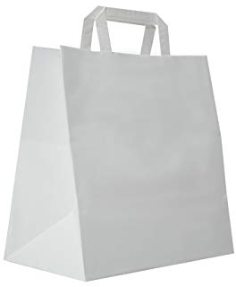 Carte Dozio - Bolsa de la compra con fondo cuadro, color blanco, asa plana, 32 + 22 x 34 cm, 250 unidades