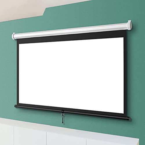 Pantalla de proyección - Manual desplegable 4:3/16:9 HD Montaje en Pared en Techo Pantalla de proyección retráctil portátil, con Bloqueo automático, para Cine en Interiores, Cine en casa, Oficina, c