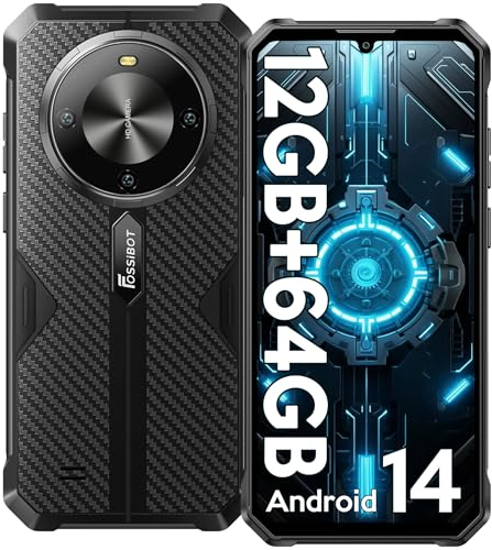 FOSSiBOT F105 Móvil Resistente 2024, 12GB (4+8)+64GB (TF 2TB) Teléfono Irrompible, 6.74 HD+IPS Movil Todoterreno, 10300mAh, Android 14, Cámara 20MP+8MP, Dual 4G SIM/OTG/GPS/Face ID/Huella Dactilar