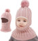 Sturmhaube Kinder,2 in 1 Ohne Traufe Wintermütze Kinder,Sterntaler Wintermütze Mädchen,Kinder Schlupfmütze,Warme Mütze Baby,Geeignet für Kinder Im Alter Von 2–7 Jahren (Rosa)