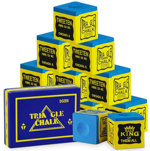 flintronic Tiza Billar, 12PCS Tizas para Tacos de Billar, Tiza de Taco de Billar Antideslizante,Tiza para Tacos De Billar para Torneos, Bares, Gimnasio, Hogar, Billar Deportivo(Azul)