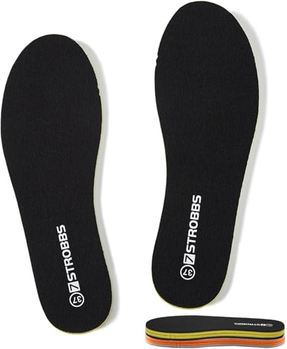 7STROBBS Memory Foam Insoles for Double Sided, 7MM Thick Inner Soles for Men Women, Comfort Cushion Shoe Inserts for Trainer, Work Boots, Walking Shoes Black UK 7