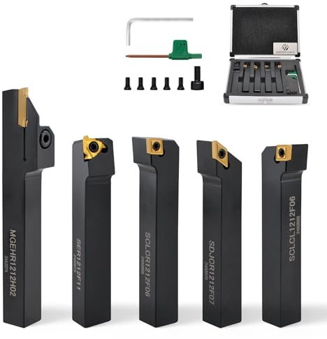 10-teiliges Hartmetall-Drehmeißel-Set, 12mm Schaft, 5 Wendeschneidplatten + 5 Halter für Metall-Drehen – in Aluminium-Koffer