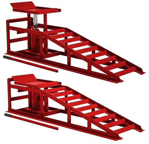 2 Pack Heavy Dut Car Ramps, Car Ramps High Lift 5t 10000Lbs, Cars Lift Service Ramp for Changing Oil for Maintenance, Red