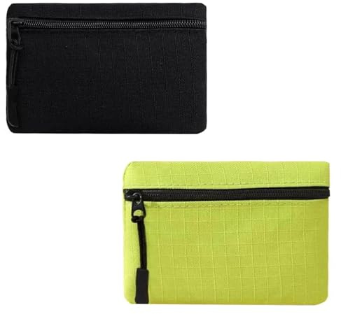 2 Piezas Monedero Mini de Tela Oxford Impermeable con Llavero y Tarjetero, Incluye Portalápiz de Labios y Bolsillo para Cambio, Cartera Multifunción Portátil para Mujeres, Hombres, Niños.