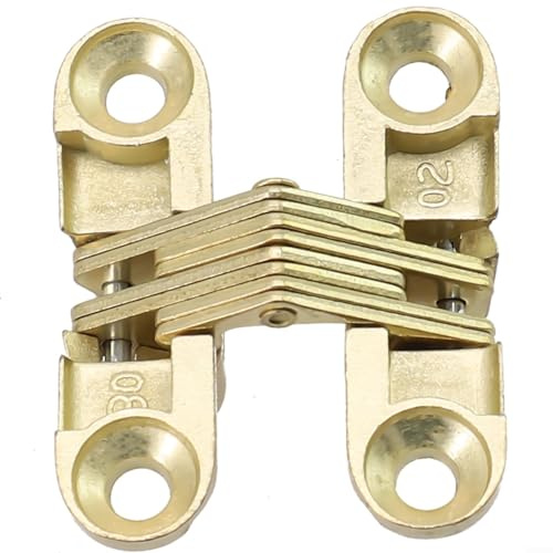 Cerniera a croce in acciaio inossidabile, invisibile, pieghevole, per porte di bancone, roulotte, tavoli e porte luminose, corpo in lega di zinco, capacità di carico pesante (dorato, 11 x 40 mm)