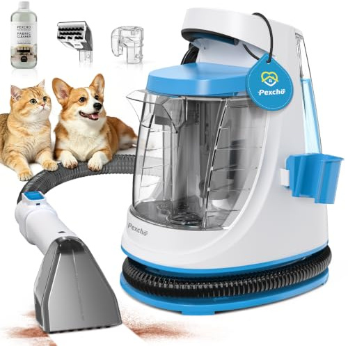 PEXCHO Limpia tapicerias 550W, Aspiradora de agua tapiceria para Alfombras, Sofás y Coche, Aspiradora de agua contra Manchas, Limpiador de tapicerias 18kPa con Autolimpieza, JJB-718