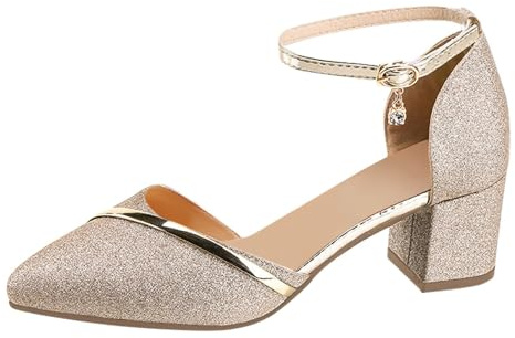 Pumps dam blockklack spets, sandaler dam elegant med klack remsandaler andas kvällsskor bekväma bröllopsskor mode fritidssandaler lätta utomhussandaler casual dansskor