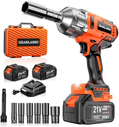 GEARLASSO 1500N.m Cordless Impact Wrench 1/2 21V Brushless High Torque
