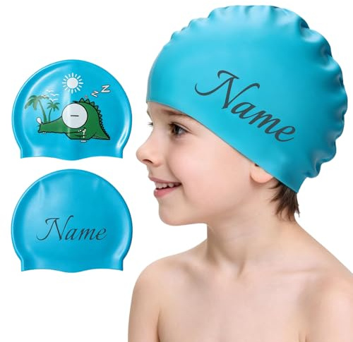 CQSXM Bonnet de bain pour enfant - Imperméable - En silicone - Avec motifs mignons - 100 % indéchirable