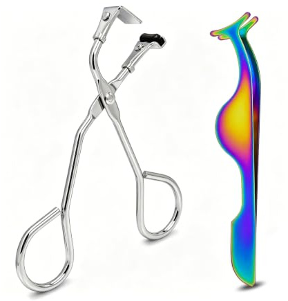 No Pinching Partial Eyelash Curler Tool Set Precision Corner Lash Curler with Assist Clip for Lifted Curled Lashes Stainless Steel Silver Eye Lashes Curler Includes Spare Pads