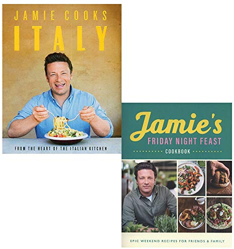 Jamie cooks italy [hardcover], jamie's friday night feast cookbook 2 books collection set