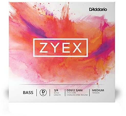 D'Addario Bowed Corde seule (Ré) pour contrebasse D'Addario Zyex, manche 3/4, tension Medium