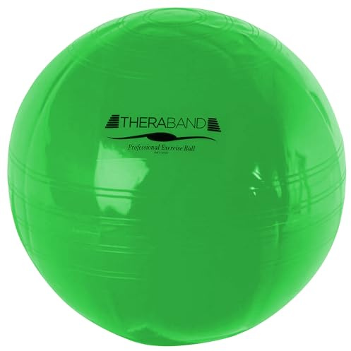 THERABAND Exercise Ball – Yoga, Pilates & Gym Ball for Core Strength, Stability & Balance – Anti-Burst Sphere for Physio & Office Sitting – Durable, Non-Slip, with Inflation Adaptor