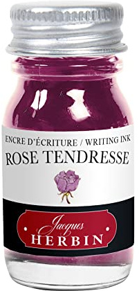 Jacques Herbin 11561T - Writing and drawing ink - Fountain pens and rollerballs - Rose tendresse/ Tender Pink colour - 10 ml - Made in France - Calligraphy