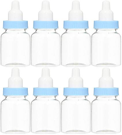 Baby Shower Favor - 36 Pack Mini Milk Bottle Party Favor Gift Bag Boxes 1.5 x 3.5 - Baby Shower Candy Jar (Blue)